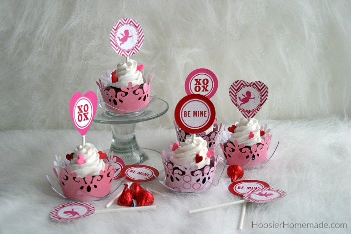 Valentine's Day Cupcakes with Printable Toppers