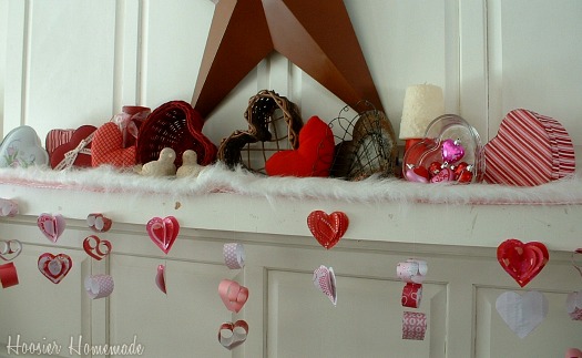 Valentine Mantel:Decorating with hearts