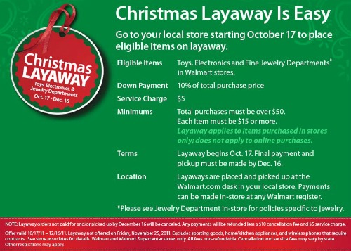 Walmart announces Layaway for your Holiday Shopping