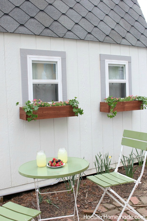 Window boxes with pink flowers