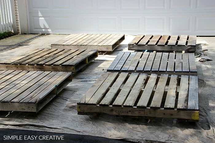 Preparing wood pallets for deck