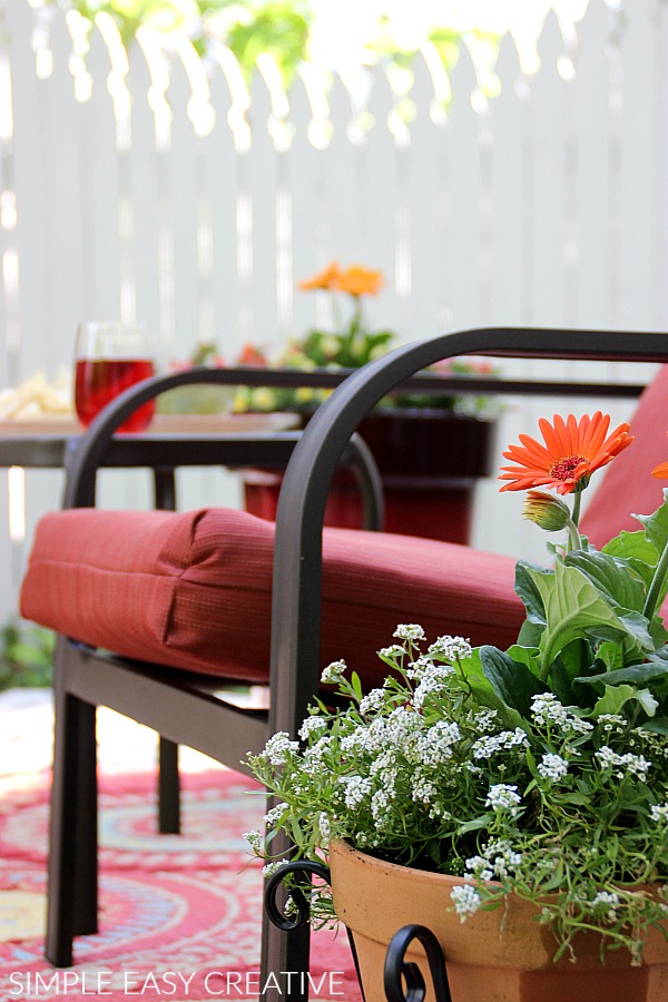 Flowers on Wood Pallet Deck