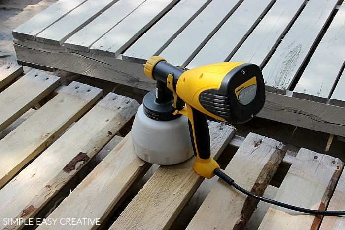 Spray Wood Pallets with stain or paint