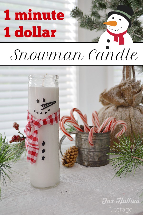 Quick One Dollar Snowman Candle - 100 Days of Homemade Holiday